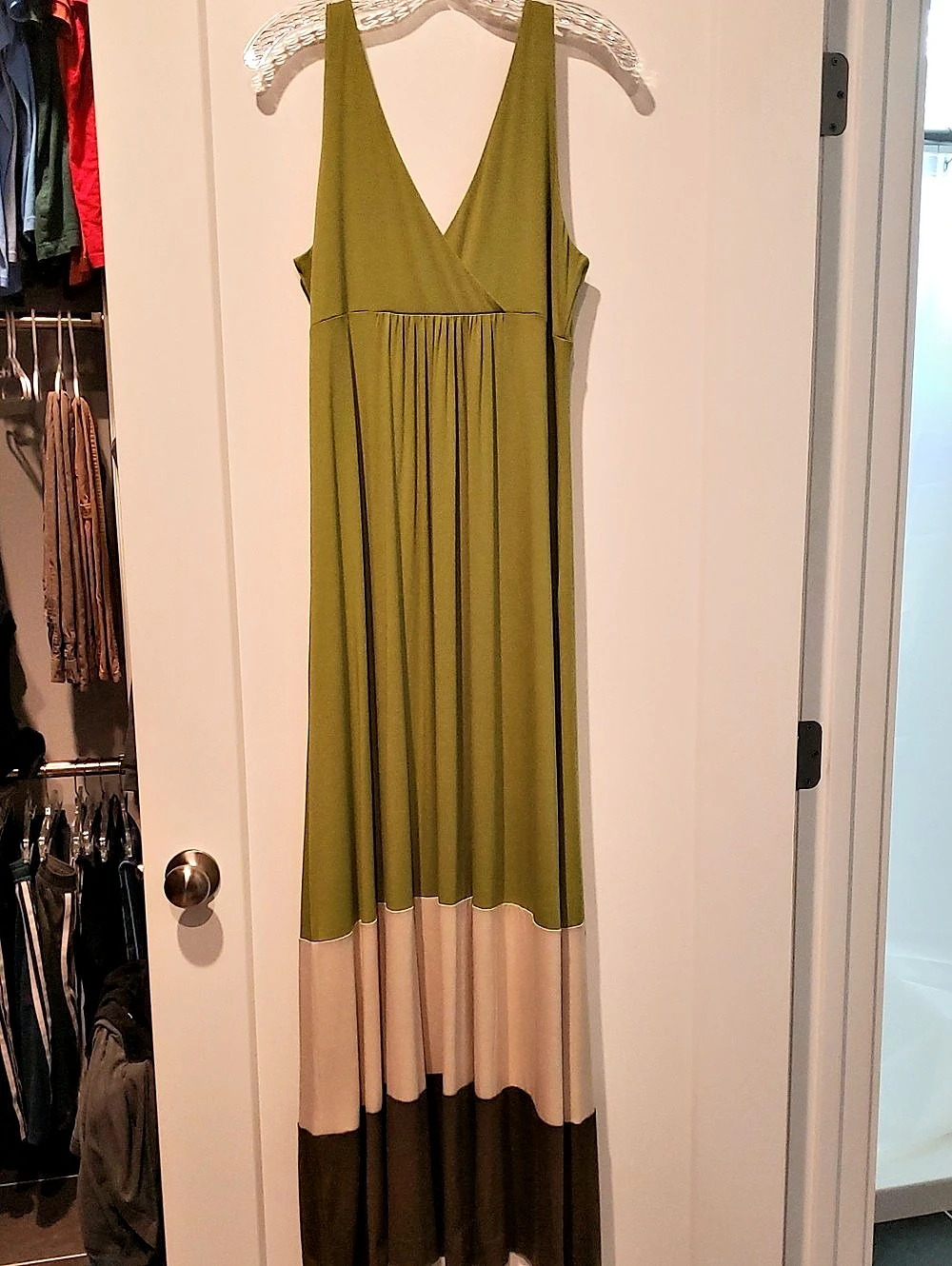 New York & Company Color Block Maxi Dress Size Medium Like New